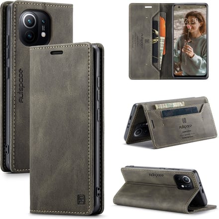 Luxe Flip Case met RFID Bescherming Kaarthouder en Magneetsluiting voor Xiaomi Mi 11 _ Bruin