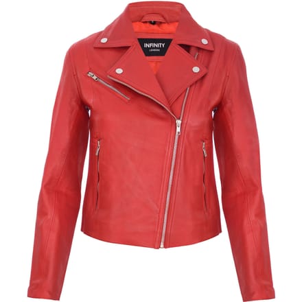 Dames slim leren bikerjack-Matlock