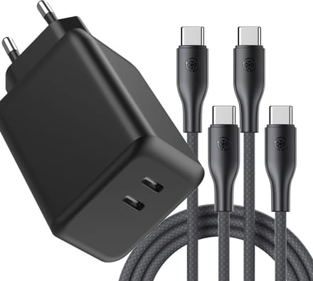 Usb C adapter 2 poorten - 45w usb C oplader - Universeel - Lange usb C kabel - Usb C naar usb C oplader 3 meter