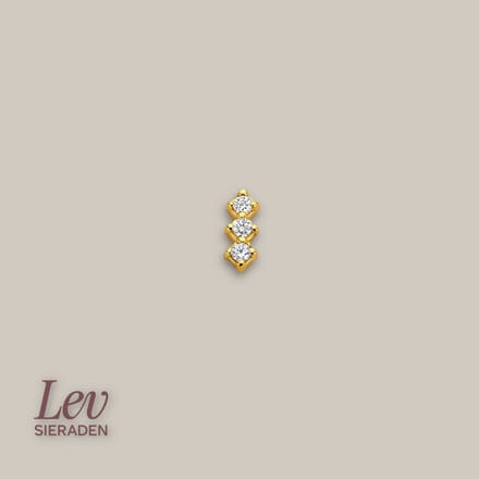 Lev Sieraden - Triple zirkonia Labret - 925 zilver verguld