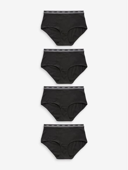 Next - Dames - Set van 4 katoenen midislips met logo - Zwart