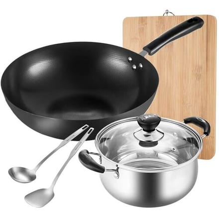 Maxcook Keukenkookgerei Set - Wok Pan Soep Pot Spatel Roerlepel Snijplank