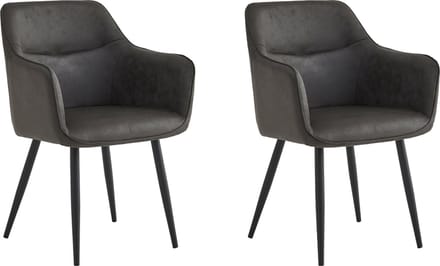 Colenis® - City Eetkamerstoel - Set Van 2 - Antraciet - Microfiber - Industrieel - Stoel - Design - Armleuningen