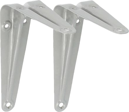 AMIG Plankdrager/planksteun van metaal - 2x - gelakt zilver - 100 x 125 mm