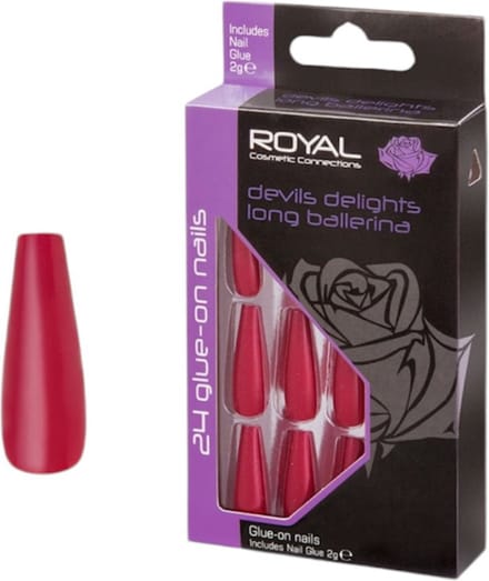 Royal Nagels Devils delights Long Ballerina 24 stuks Rood