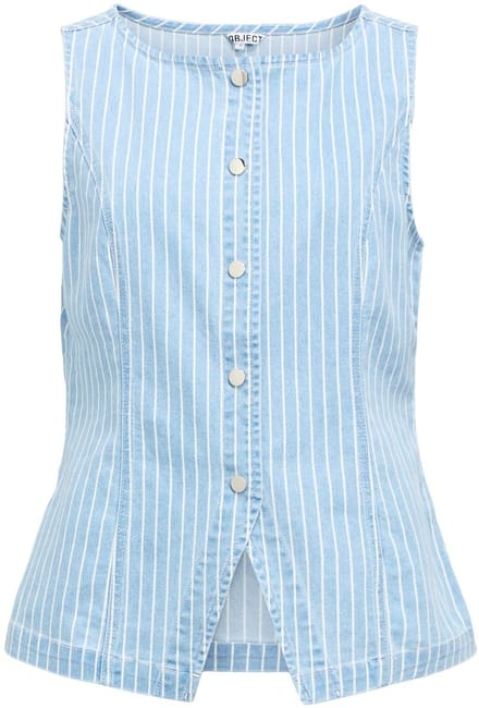 Object Objsanni S/l Re Denim Waistcoat Blazers Dames - Lichtblauw - Maat 36