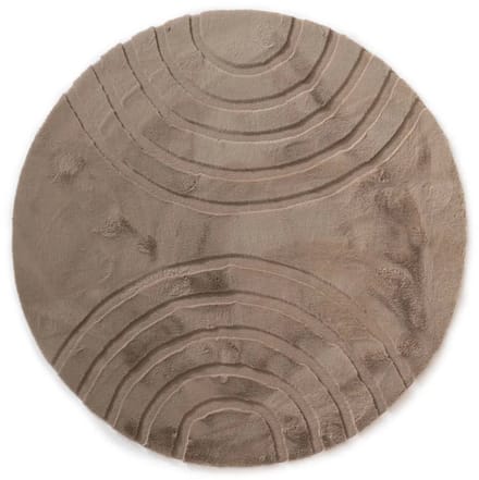 Fluffy vloerkleed rond - Carvy taupe 100