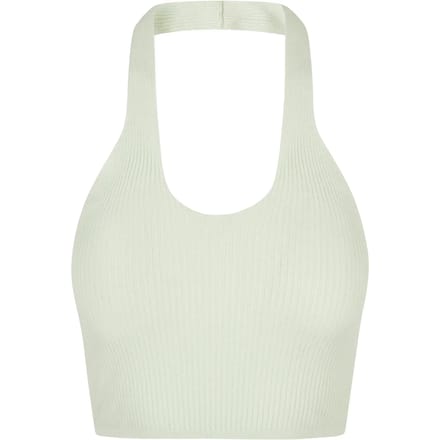 Urban Classics - Rib Knit Crossed Neckholder Crop top - L - Mintgroen