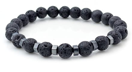 Herenarmband met kralen van lavasteen en hematiet - 19 cm