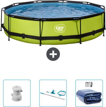 EXIT Rond Lime Frame Zwembad - 360 x 76 cm - Inclusief Pomp - Schoonmaakset - Solarzeil - Nu extra voordelig
