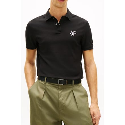 Tommy Hilfiger Th Script Regular Polo Black Größe: S | Poloshirts Outlet | Herren | Schwarz