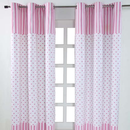 Homescapes gordijnen harten roze wit set van 2 182 x 137 cm