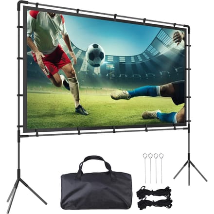 120-Inch 16:9 Buitenscherm met Standaard, 160 graden Kijkhoek, Inclusief Grondpennen &