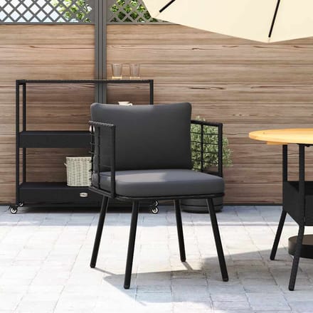 vidaXL - Tuinstoel - met - kussens - poly - rattan - zwart