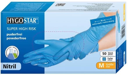 Hygostar nitril wegwerp handschoenen Super High Risk - extra sterk - maat M - 50 stuks