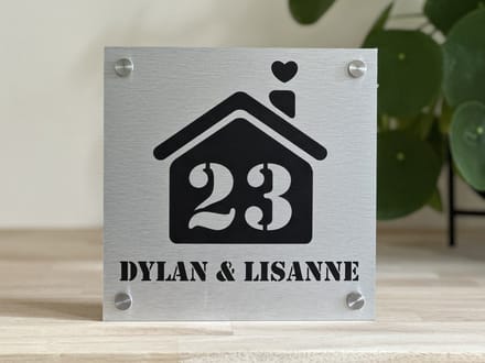Huisnummerbord / huisnummer huis rvs look