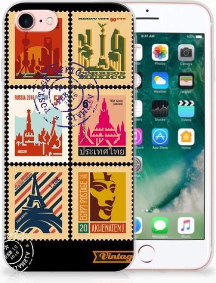 iPhone SE 2022 | SE 2020 | 8 | 7 Siliconen Back Cover Postzegels