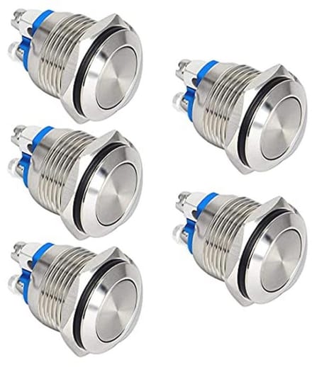Momentary Waterdichte Drukknop 19mm met Schroefaansluitingen - 5 Stuks