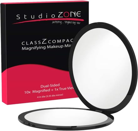 Compacte Spiegel - Zakspiegel Draagbaar - Make-up Controle - 2-Zijdig Vergroting - Klein Formaat - Zilver