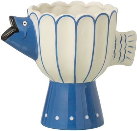 J-Line vaas Vis Bal Stippen Dolomiet - keramiek - blauw/wit