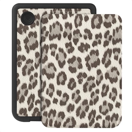 Selencia Sabi Bookcase met panterprint voor de Kobo Clara Colour / Clara BW - Soft Ivory
