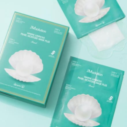 JMSOLUTION Masque Hydratant Profond Perle Lumineuse Marine Plus (30 feuilles) | Traitement Marin Éclaircissant & Hydratant 3-en-1 pour une Peau de Verre blue