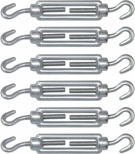 AMIG Spanschroeven/draadspanner met haak/haak - 6x - 7cm - verzinkt staal - 100kg - M5 schroefdraad