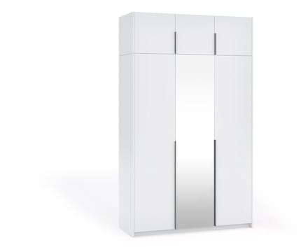 Kledingkast Apollonia I met Spiegel 150 x 250 cm (wit, zwarte handgrepen)