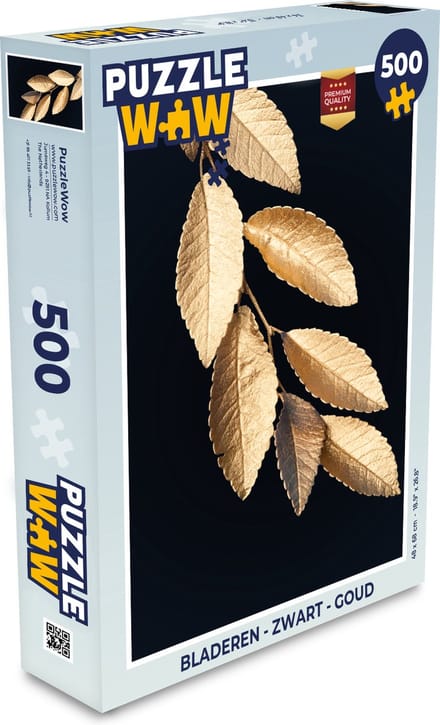 Puzzel Bladeren - Zwart - Goud - Luxe - Planten - Legpuzzel - Puzzel 500 stukjes