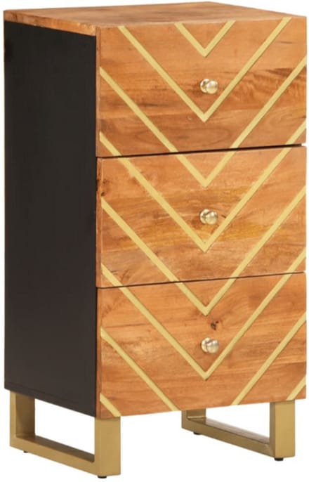 Dressoir 40x33,5x75 cm massief mangohout bruin en zwart