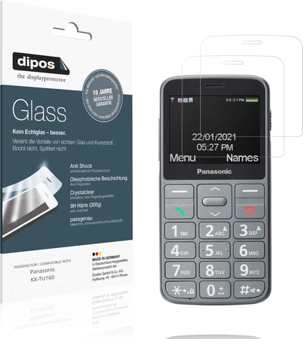 dipos – 2x Pantserfolie geschikt voor Panasonic KX-TU160 | 9H Screenprotector