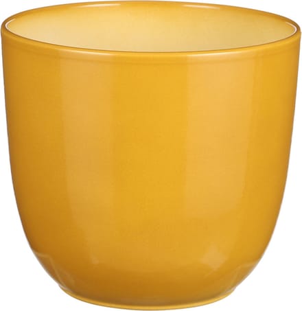 Mica Decorations Plantenpot/bloempot Tusca - Okergeel - keramiek - glans - D19 x H18 cm