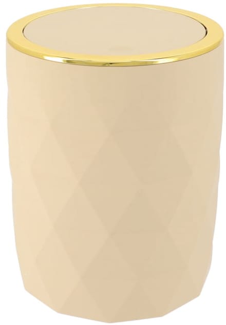 Tendance Badkamer prullenbak Diamond - beige - kunststof - 8 x 34 cm