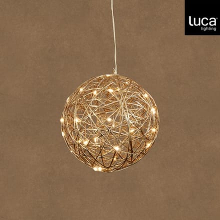 Bal hangend champagne warm wit bo en timer - d20cm