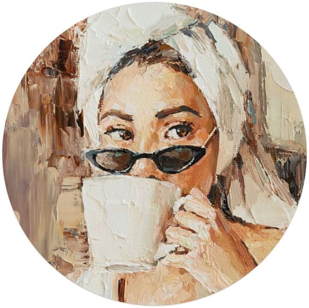 Glasschilderij Ochtendkoffie - Ø 70 - Glas - REINDERS