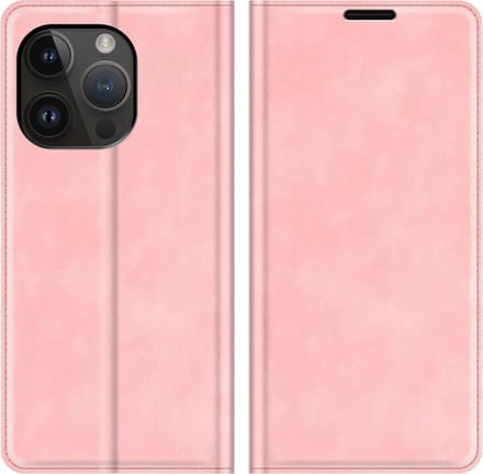 Just in Case hoesje geschikt voor iPhone 14 Pro Max - Hoesje met Pasjeshouder - Luxe Book Case - Roze