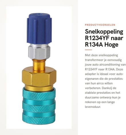 Dailygoods - Snelkoppeling R1234YF naar R134A - snelkoppeling auto - airco snelkoppeling - adapter - lage zijde fitting
