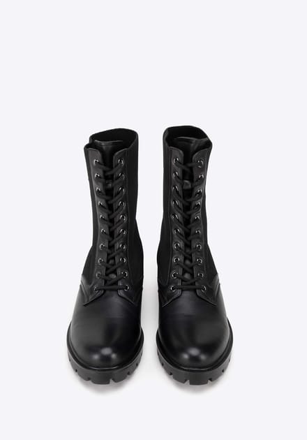Wittchen Dames Leren Combat Boots met Elastisch Bovenwerk, Zwart