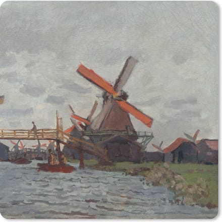 Muismat 20x20 cm - Mousepad Molens bij Zaandam - Claude Monet - Muismatten