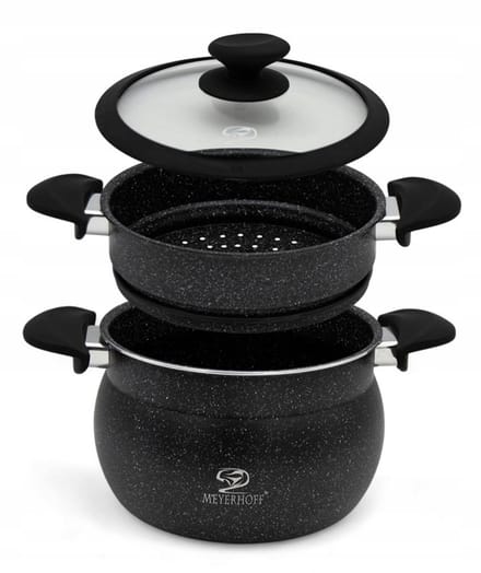 Stoompan 24 cm – Stoompan Inductie 9 Liter – 3-Delig RVS met Deksel