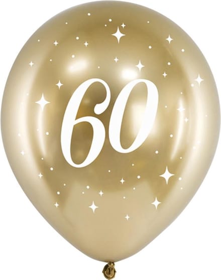 Partydeco - Glossy ballonnen gold 60 jaar (6 stuks)