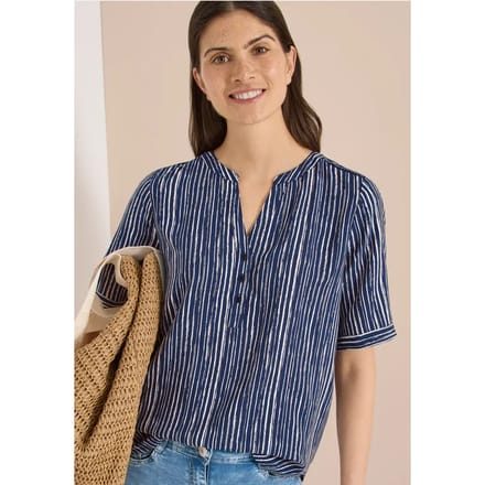 Blouse met gespleten hals en strepen