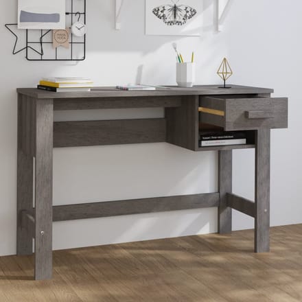 vidaXL - Bureau - HAMAR - 110x40x75 - cm - massief - grenenhout - lichtgrijs