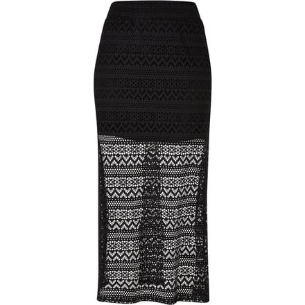 Urban Classics - Stretch Crochet Lace Midi Lange rok - XS - Zwart