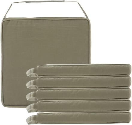 Hespiride Stoelkussen Gerona - 6x - 40 x 40 cm - groen - vierkant - polyester - tuinkussen - buiten