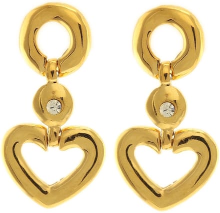 Behave - Dames oorbellen - Goudkleur hangmodel hartjes - 4,5 cm