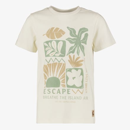Unsigned jongens T-shirt met opdruk ecru groen - Maat 170