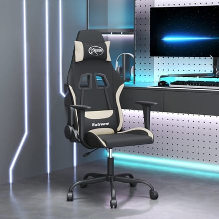 vidaXL - Gamestoel - stof - zwart - en - crème