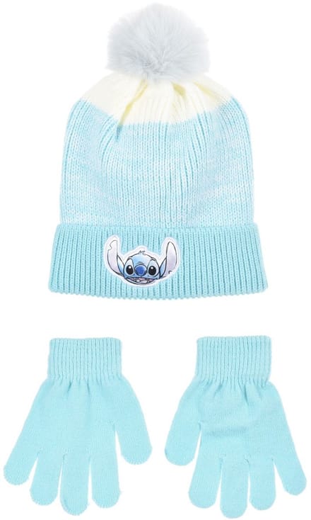 Disney Lilo & Stitch Winterset - Muts + Handschoenen - Lichtblauw - Maat 54 cm hoofdomtrek