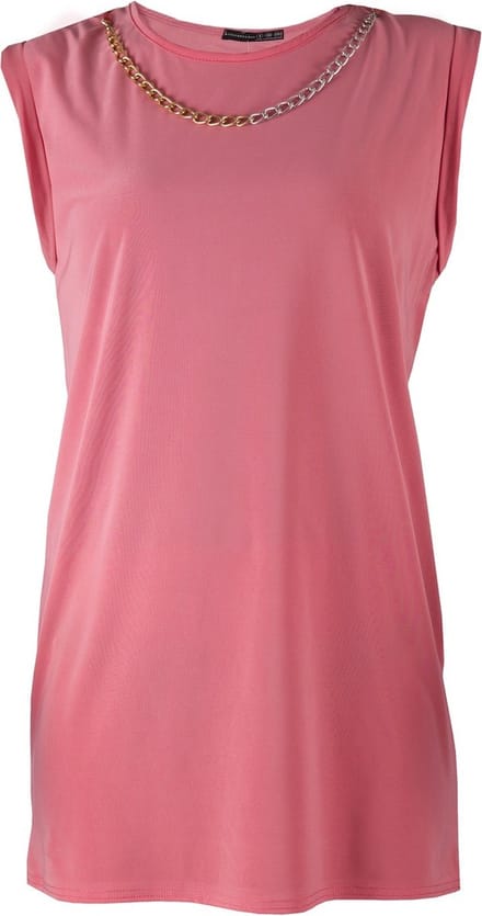 Koraalkleurige blouse + maliënkolder